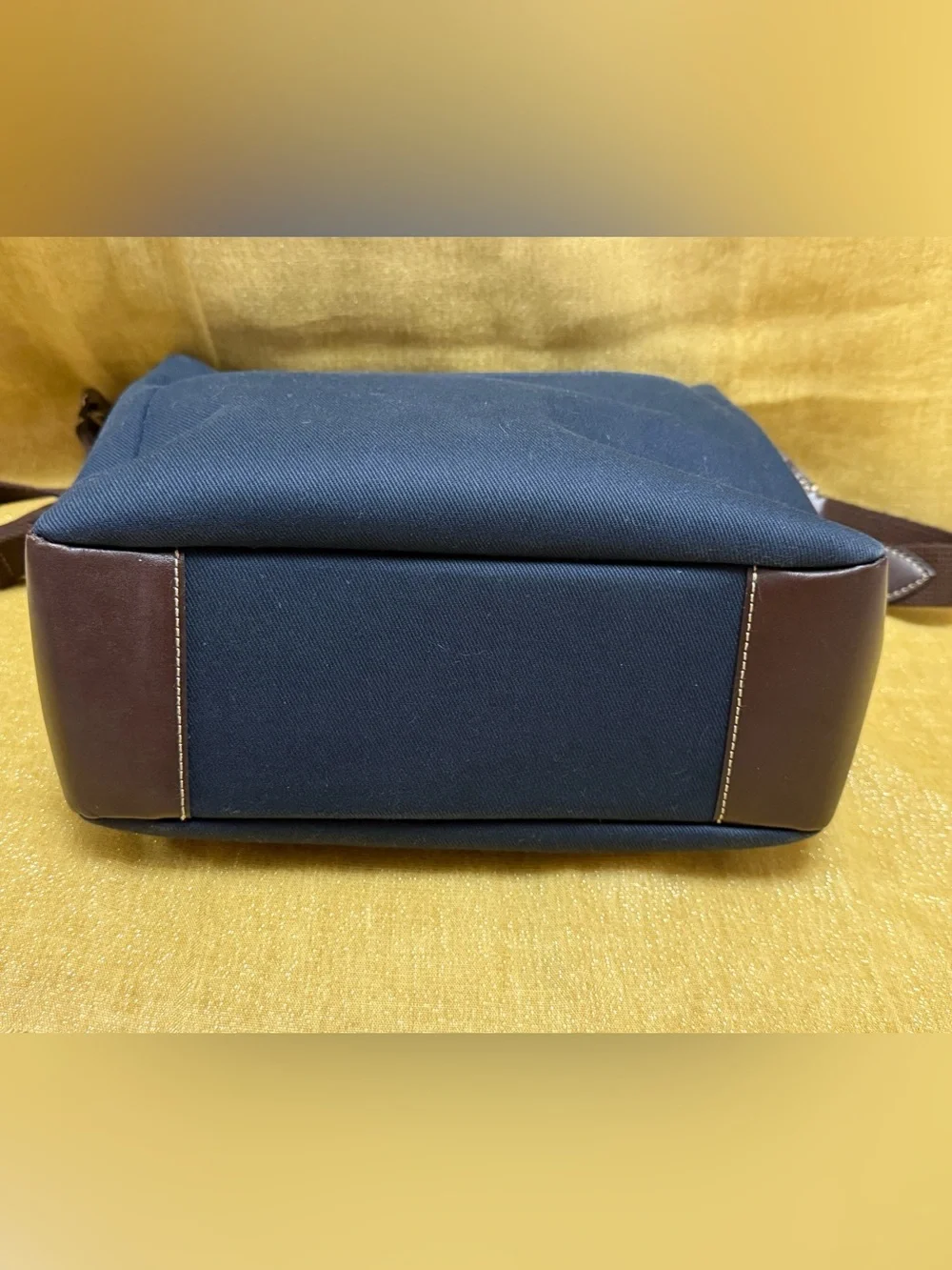 Burberry Navy Canvas Hobo Bag with Brown Accents